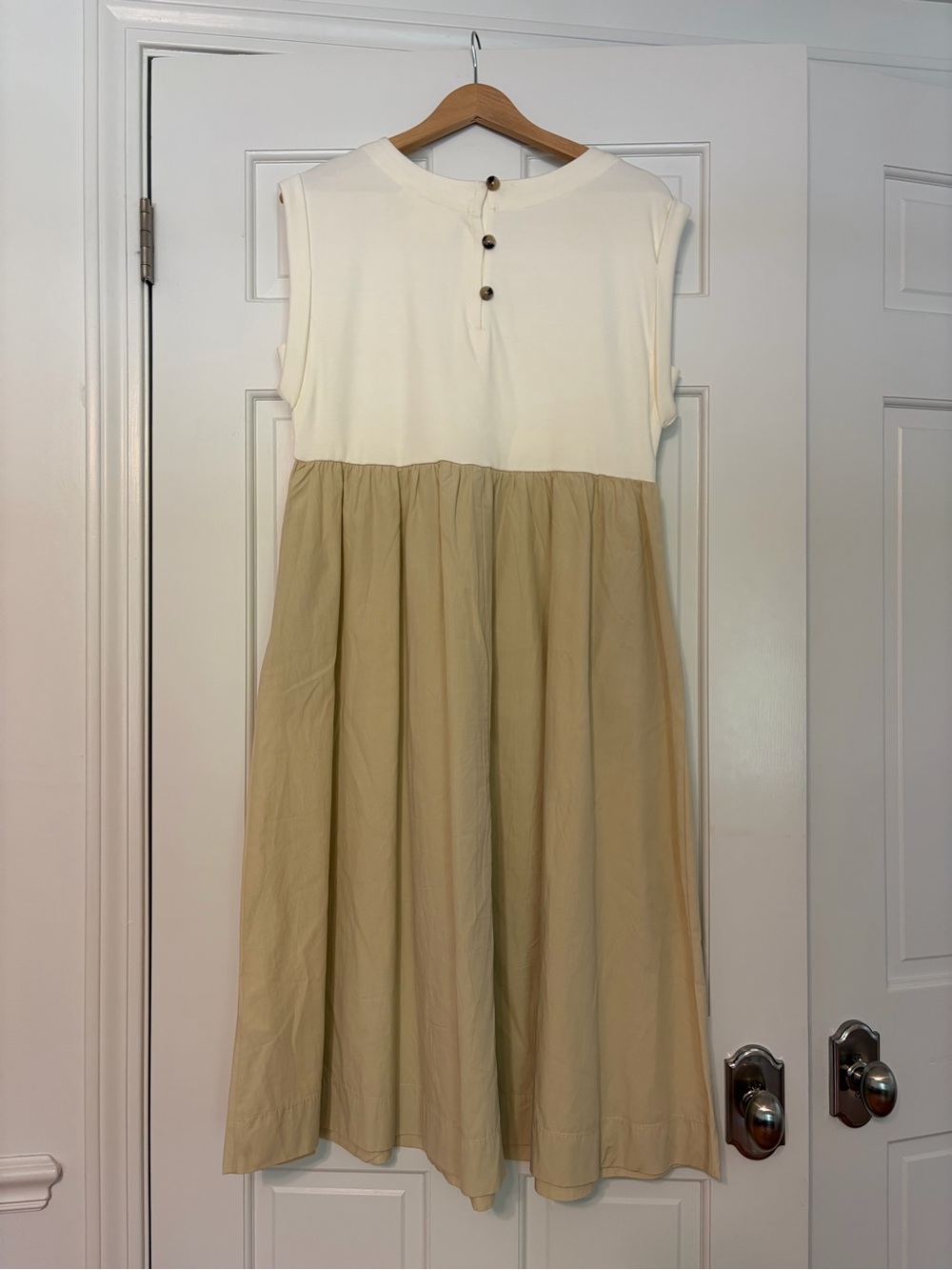 MAEVE Anthropologie Cream and Tan Sleeveless Panel Dress - Picture 3 of 6